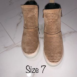 Camel Color Wedged Sneakers- Size 7